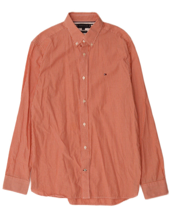 Camicia da uomo Tommy Hilfiger grande cotone gessato arancione