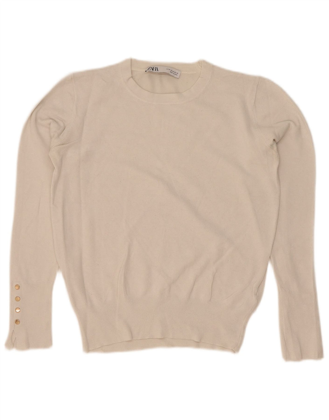 Maglione maglione girocollo da donna Zara UK 12 Viscosa bianca media