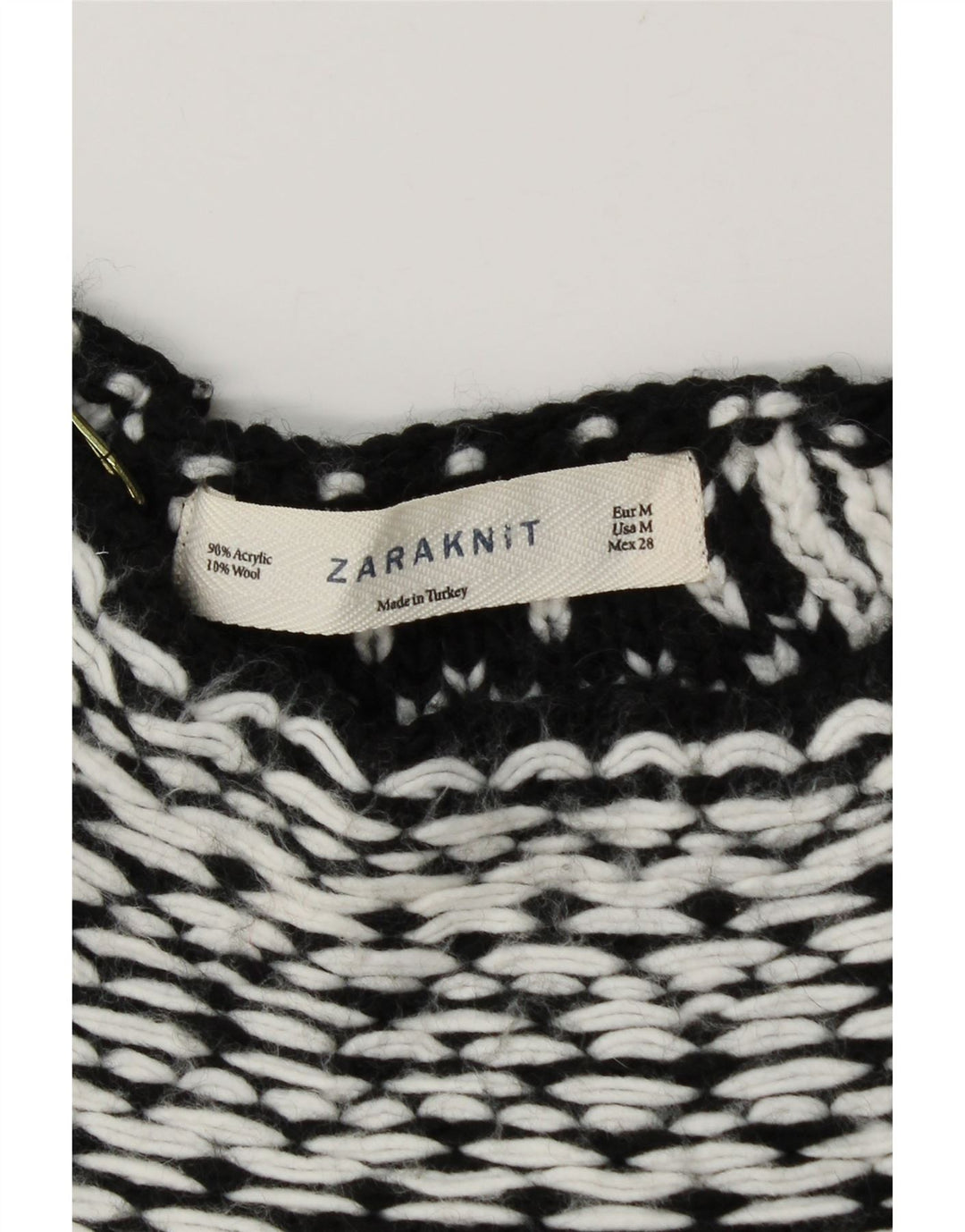 Maglione con scollo a barca da donna Zara UK 14 medio nero geometrico