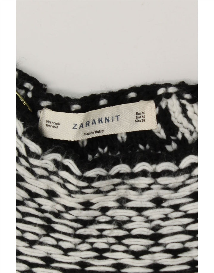 Maglione con scollo a barca da donna Zara UK 14 medio nero geometrico