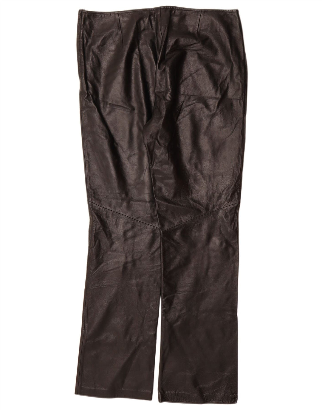 Pantaloni dritti in pelle da donna DANIER UK 16 Large W34 L31 Pelle nera