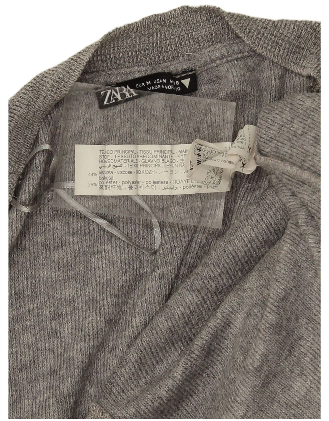 Maglione cardigan oversize corto da donna Zara UK 12 Viscosa grigio medio