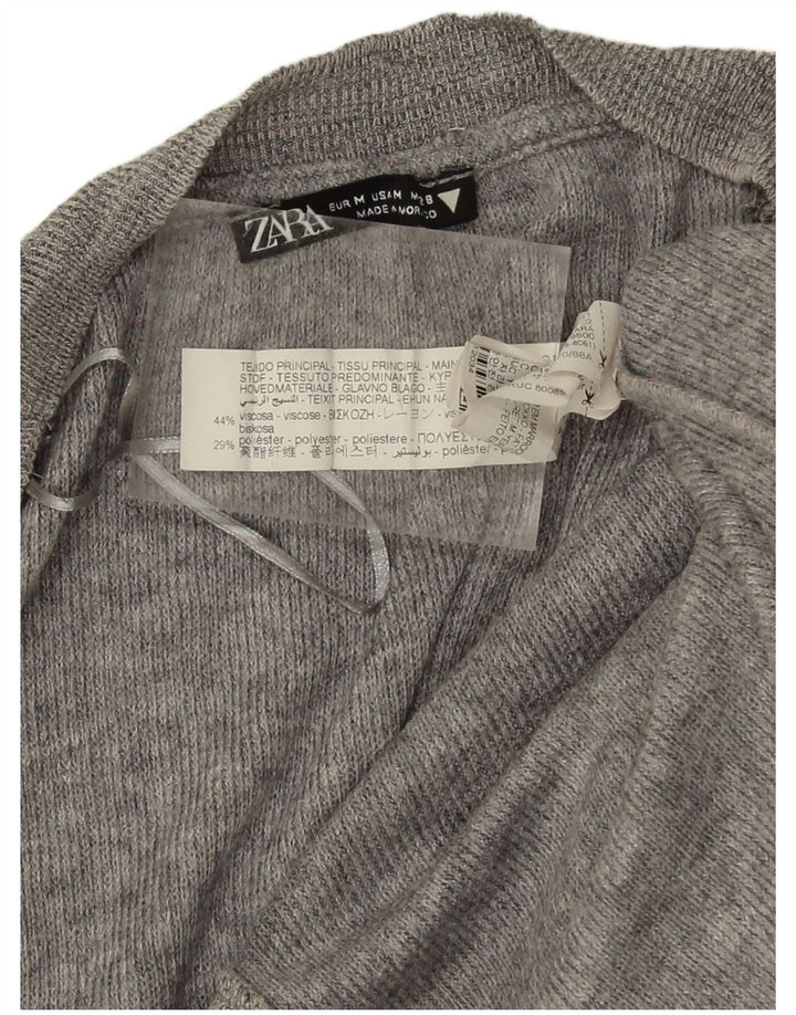 Maglione cardigan oversize corto da donna Zara UK 12 Viscosa grigio medio