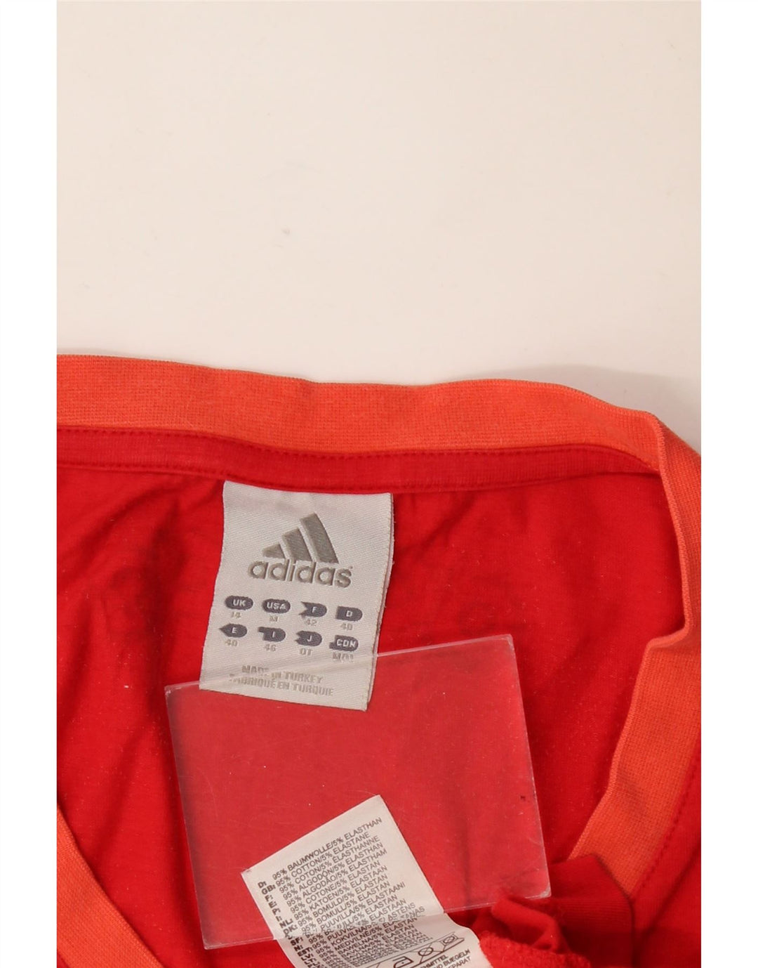 Canottiera grafica da donna Adidas UK 14 cotone rosso medio