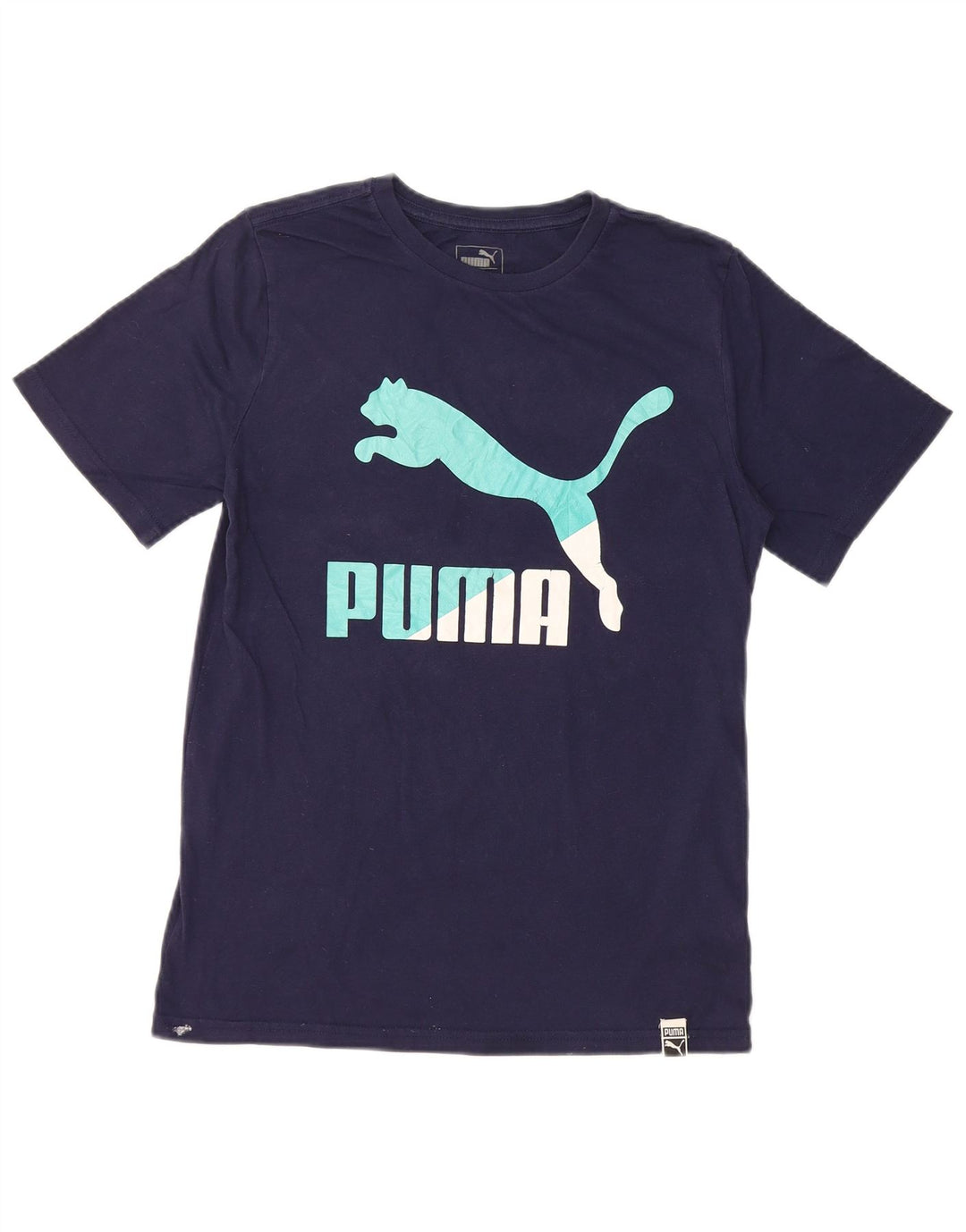 T-shirt grafica PUMA da bambino 14-15 anni taglia grande in cotone blu navy