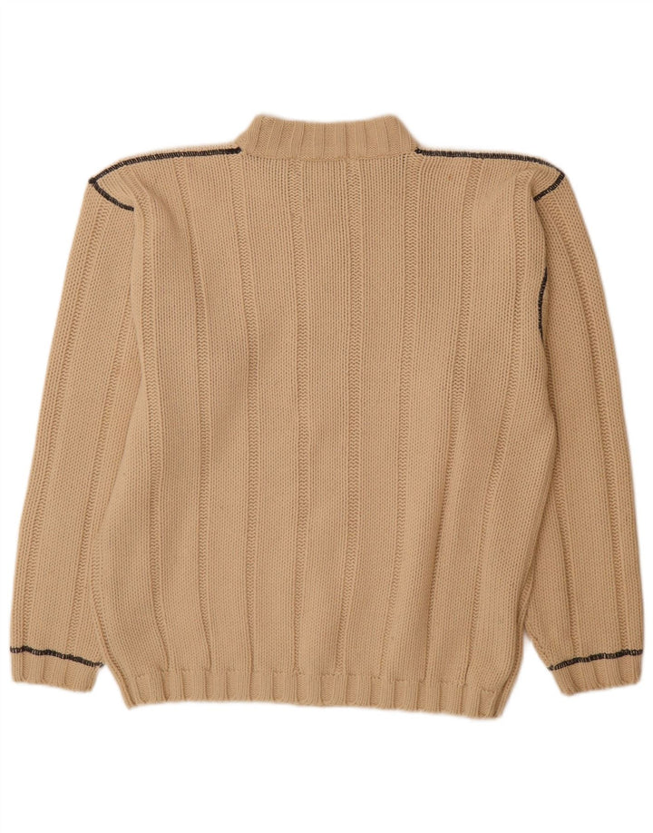 Maglione vintage da uomo con collo dolcevita a righe beige medio