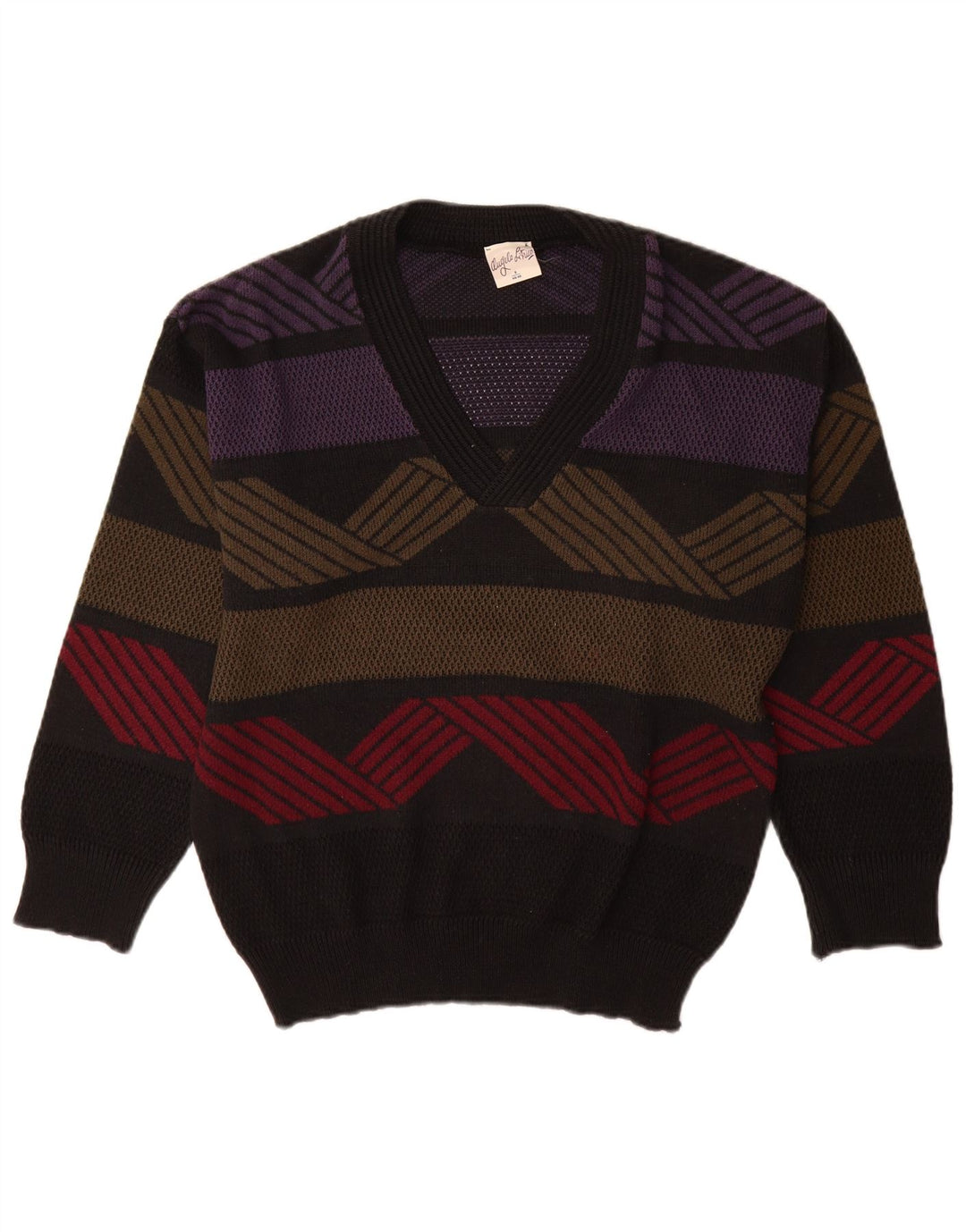 Maglione da uomo con scollo a V Angelo Litrico IT 44/46 Piccolo nero geometrico