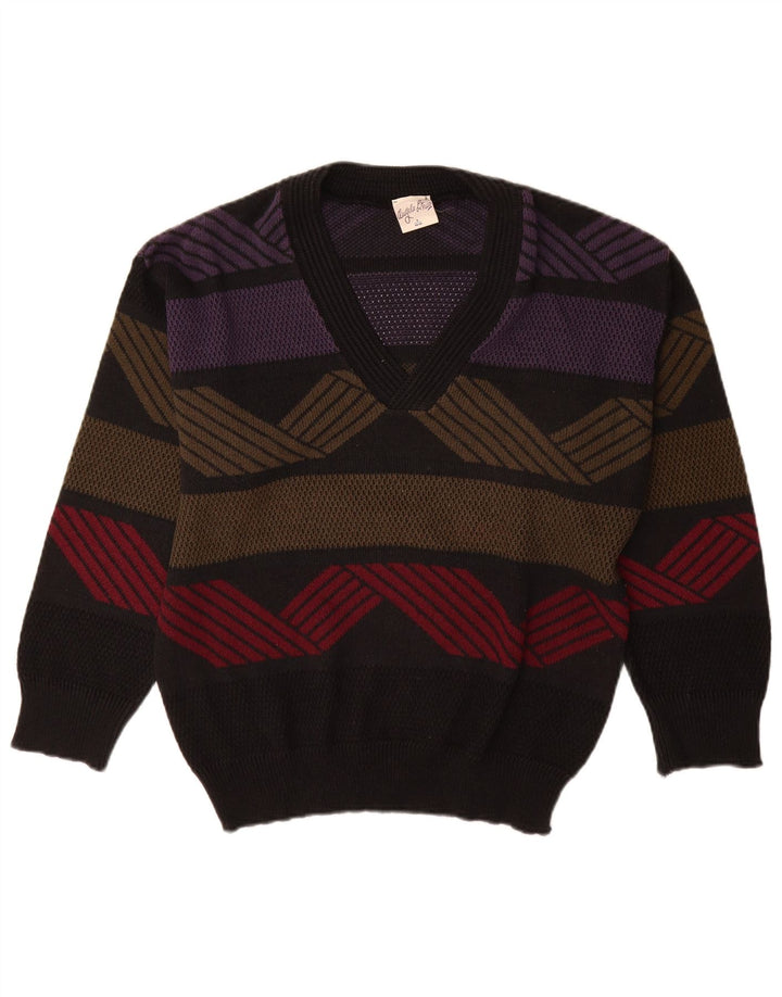 Maglione da uomo con scollo a V Angelo Litrico IT 44/46 Piccolo nero geometrico