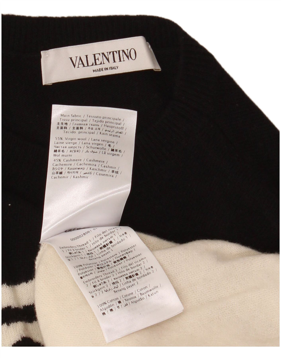 Maglione maglione girocollo da donna Valentino UK 12 medio bianco sporco classico