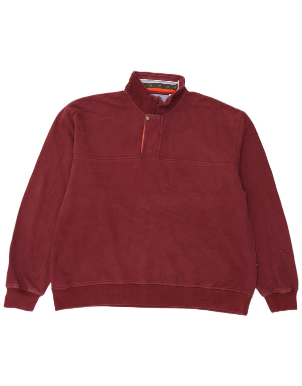 Felpa da uomo con collo con zip Orvis, maglione 2XL, cotone bordeaux
