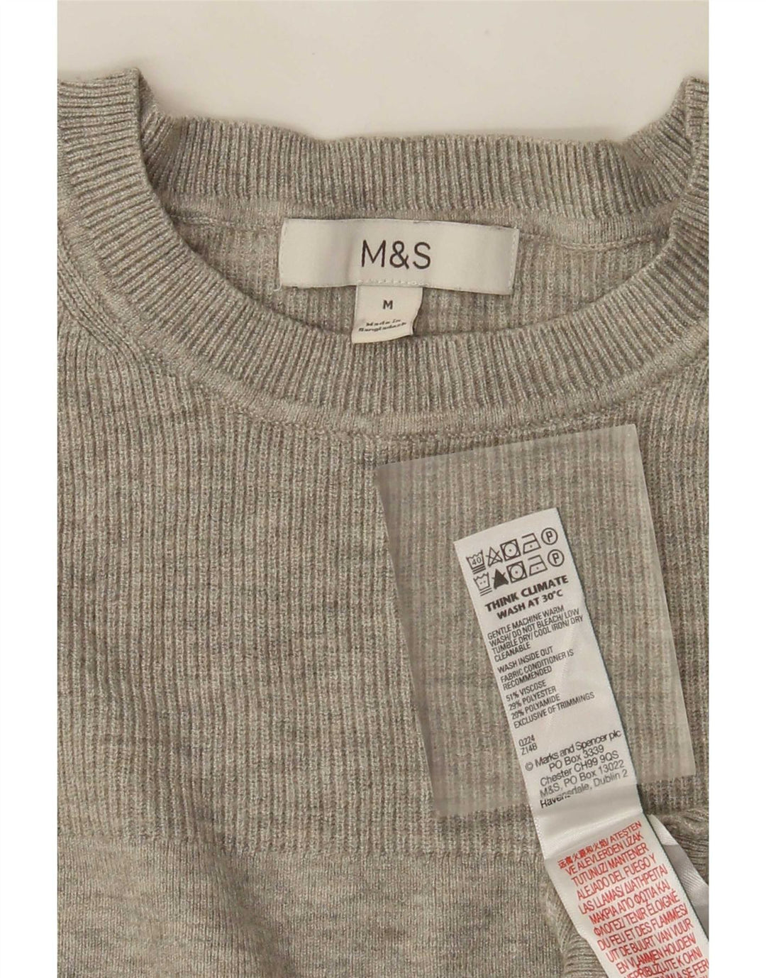 Marks & Spencer Top da donna a maniche lunghe UK 12 Viscosa grigio medio