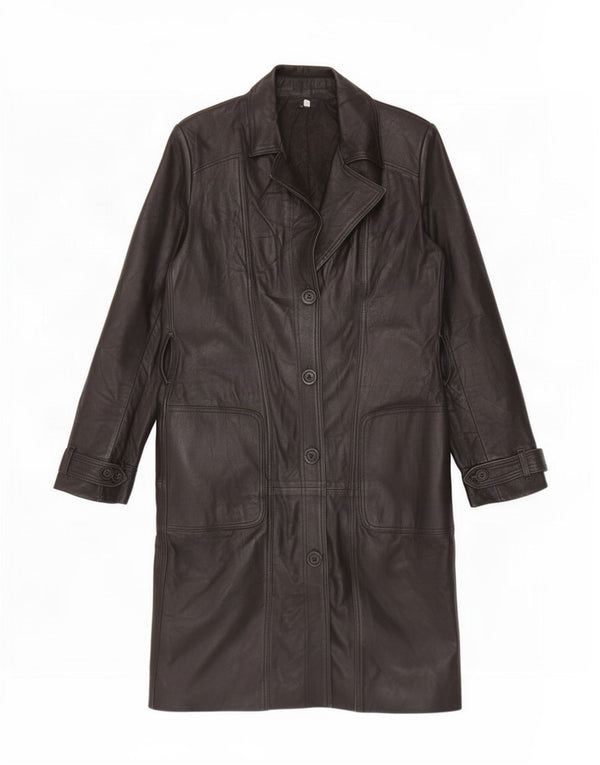 Cappotto in pelle vintage da donna IT 46 grande nero