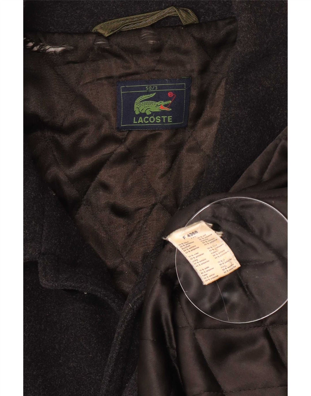Cappotto Lacoste Uomo IT 50 Large Nero Lana