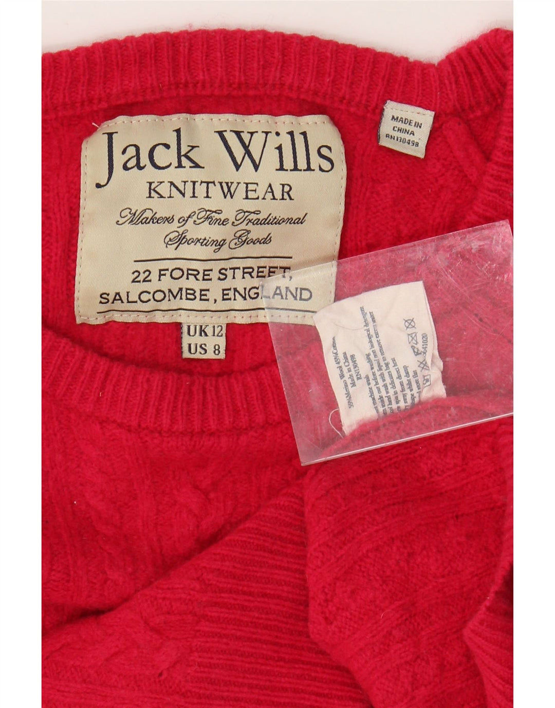 JACK WILLS Maglione corto da donna con scollo a barca UK 12 Rosa medio