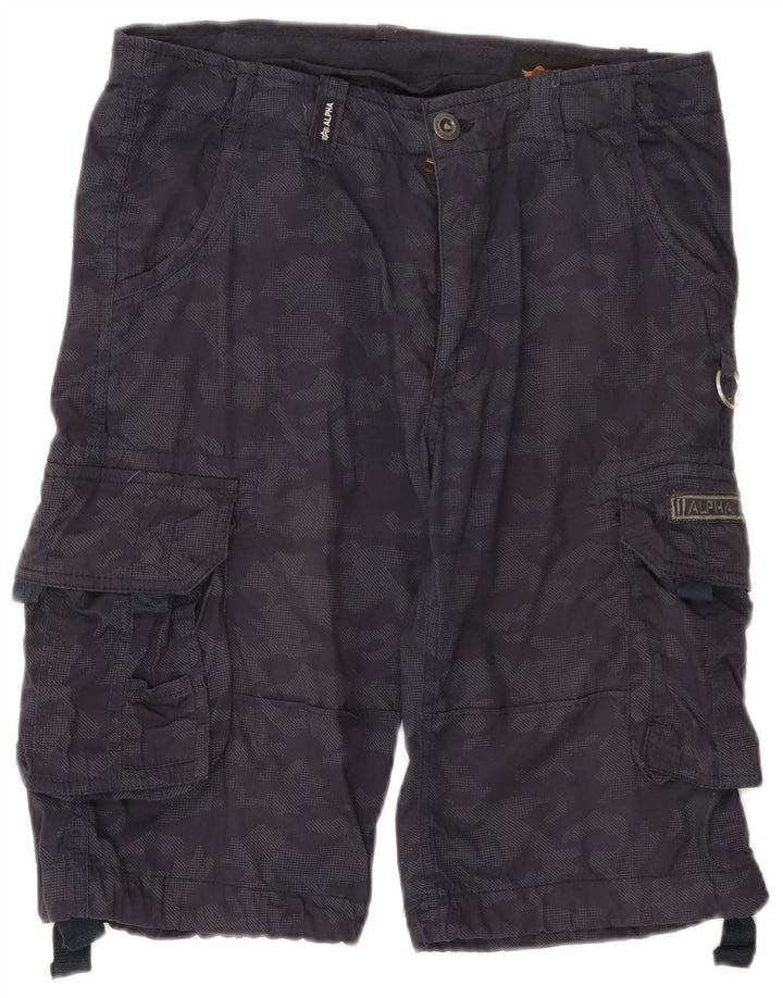 Pantaloncini cargo da uomo Alpha Industries W31 cotone mimetico medio blu navy
