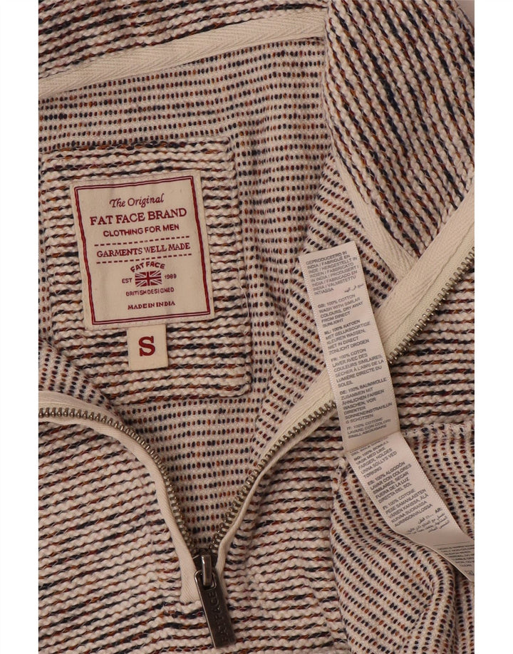 Felpa da uomo con collo con zip Fat Face, maglione piccolo, cotone chiazzato grigio