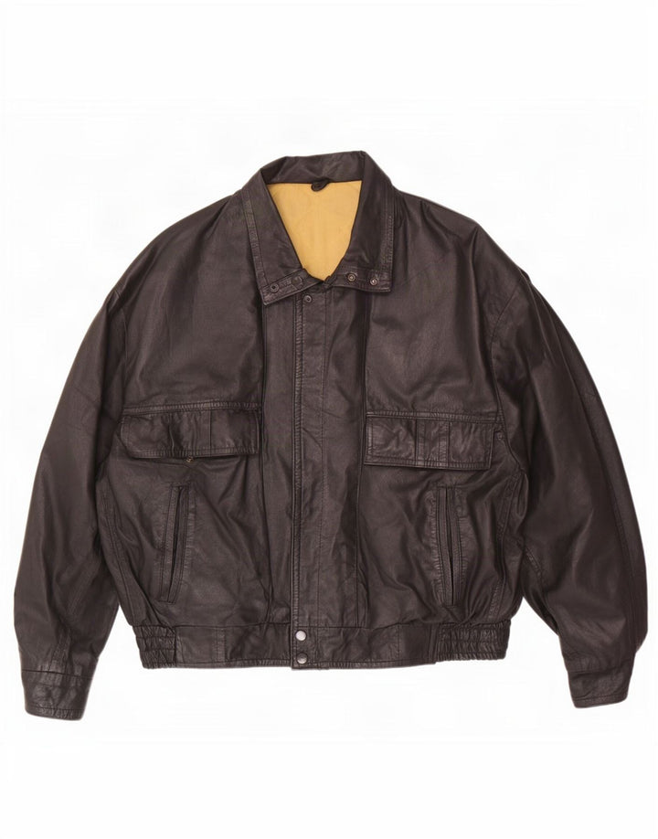 Giacca in pelle vintage da uomo UK 40 grande nera
