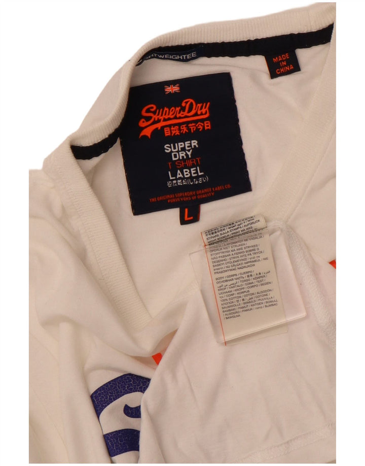 T-shirt grafica da uomo SUPERDRY Top grande in cotone bianco