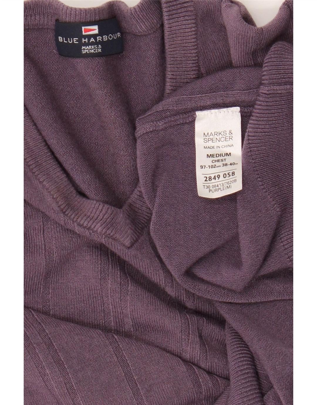 Maglione maglione con scollo a V da donna Marks & Spencer UK 14 Viola medio