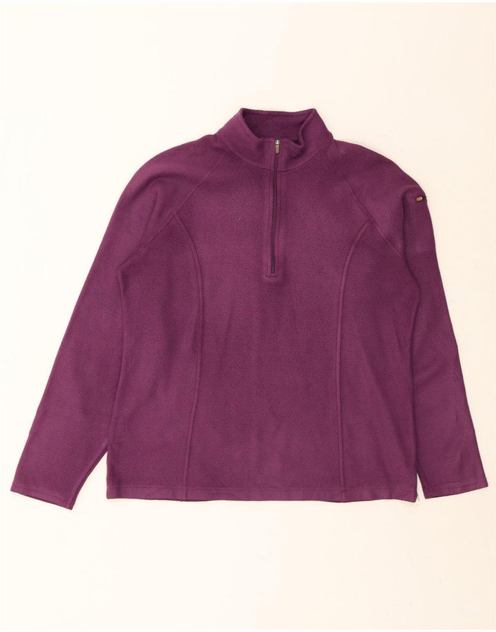 L.L.BEAN Womens Zip Neck Fleece Jumper UK 14 Medium Burgundy Polyester Vintage L.L.Bean and Second-Hand L.L.Bean from Messina Hembry 