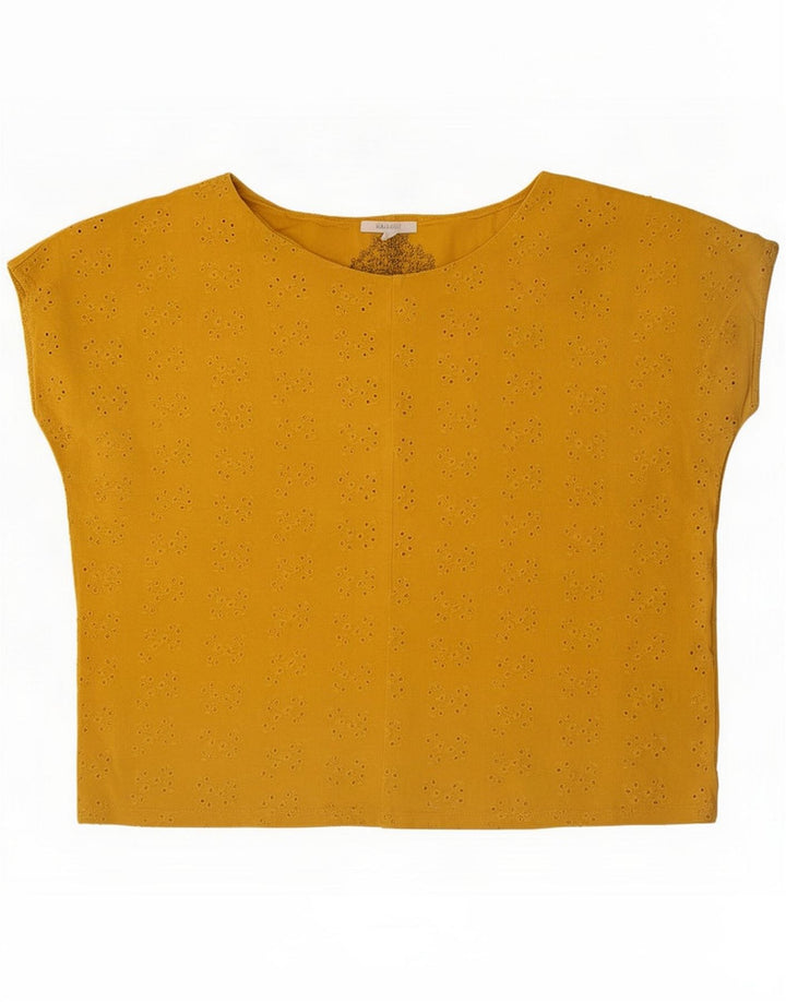 Camicetta da donna White Stuff Top UK 16 Large Yellow Cotton