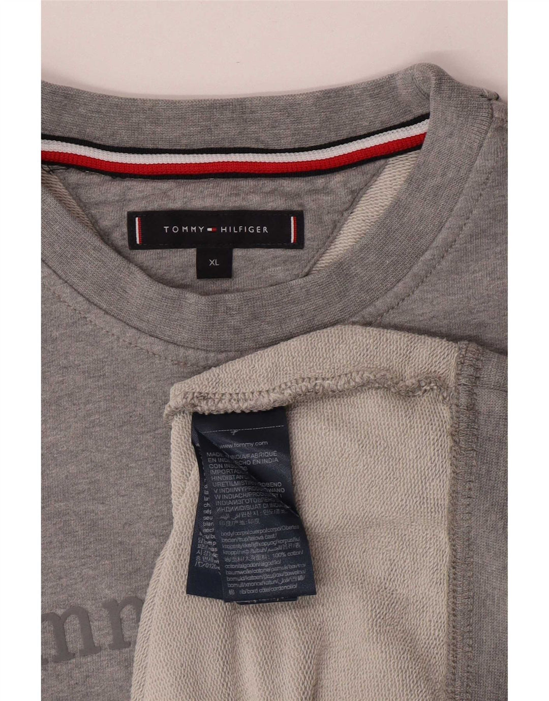 Felpa grafica da uomo Tommy Hilfiger Maglione XL Cotone grigio