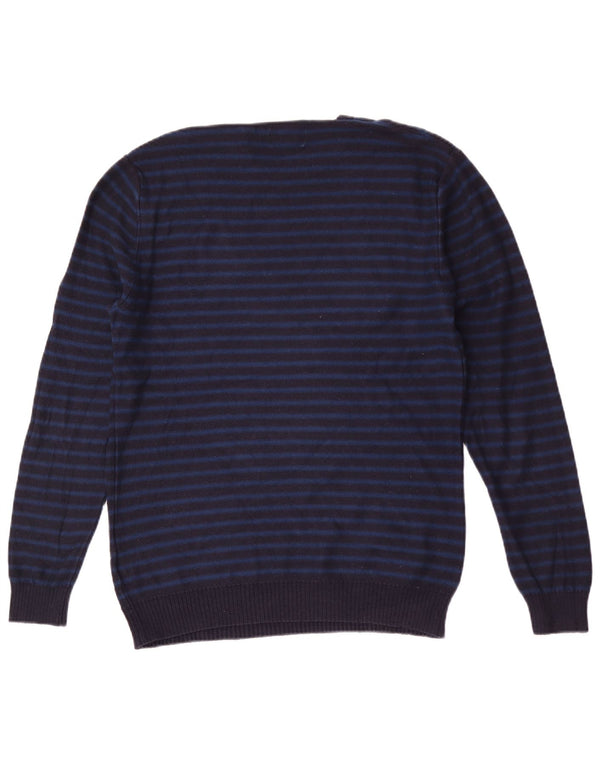 Maglione maglione girocollo da uomo Jack Wills in cotone a righe medie blu navy