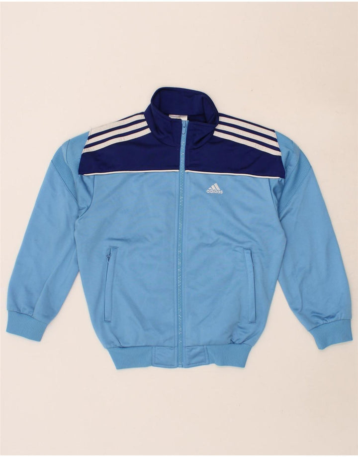 ADIDAS Boys Tracksuit Top Jacket 9-10 Years Blue Colourblock Polyester Vintage Adidas and Second-Hand Adidas from Messina Hembry 
