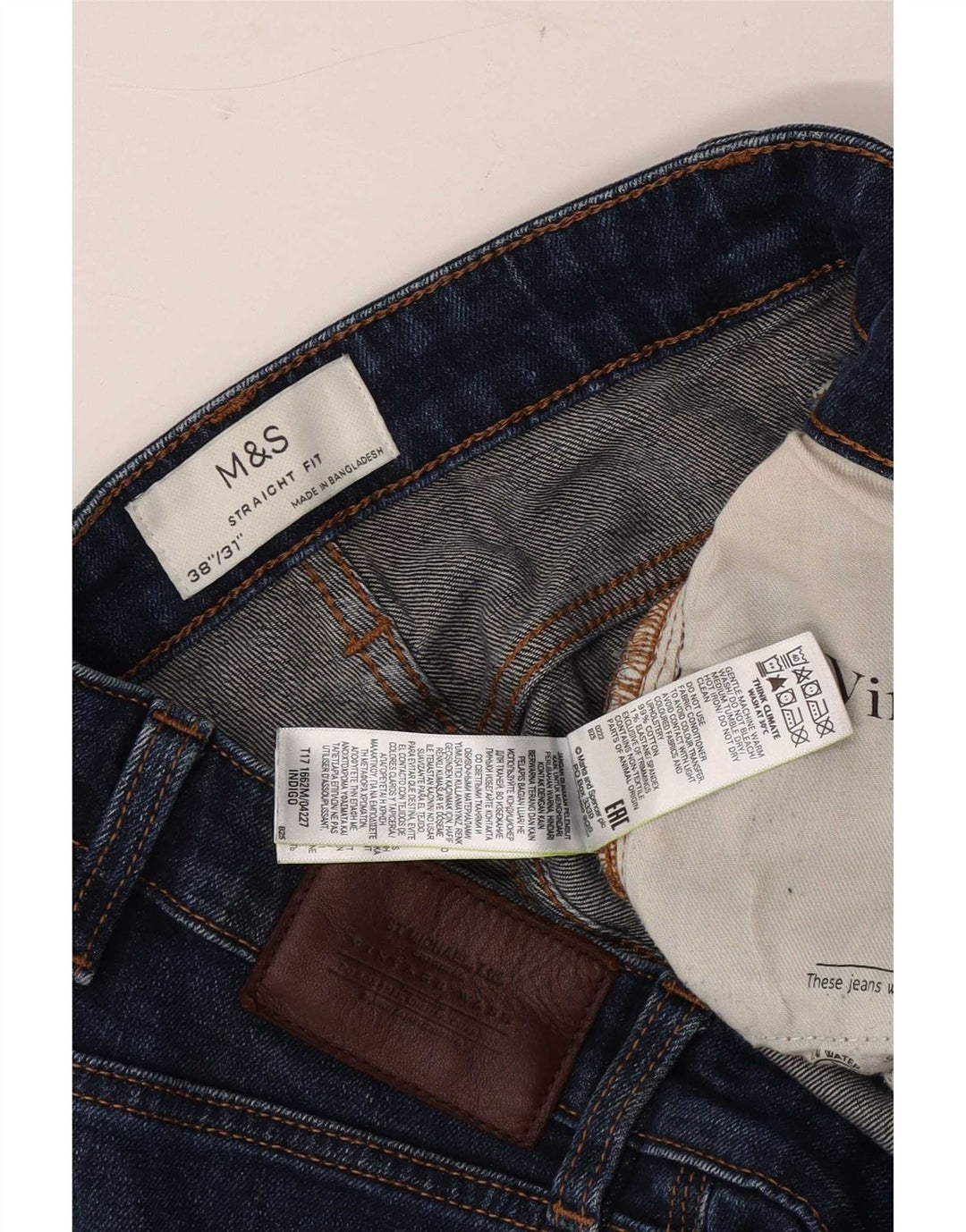 Jeans dritti da uomo Marks & Spencer W38 L31 cotone blu