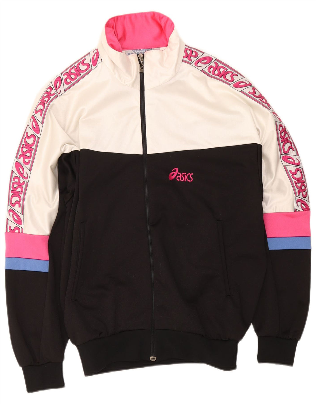 Giacca da tuta grafica da donna Asics UK 18 XL Black Colourblock