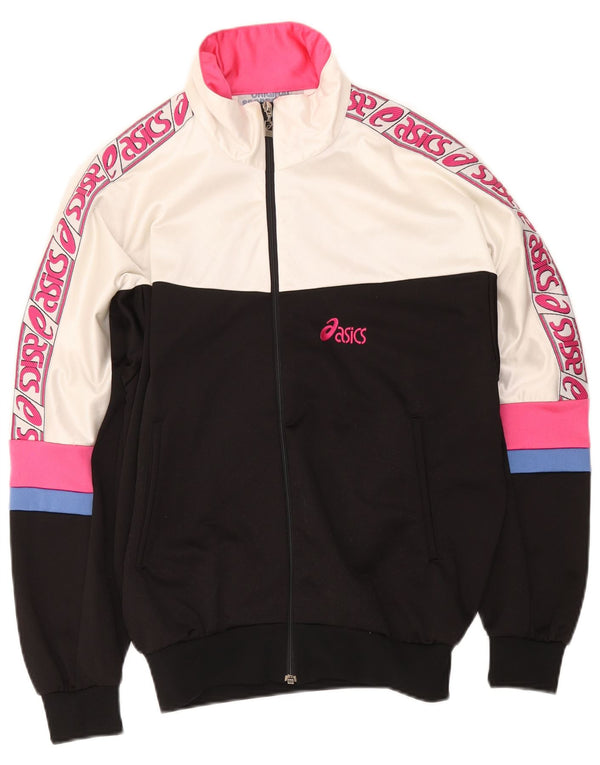 Giacca da tuta grafica da donna Asics UK 18 XL Black Colourblock