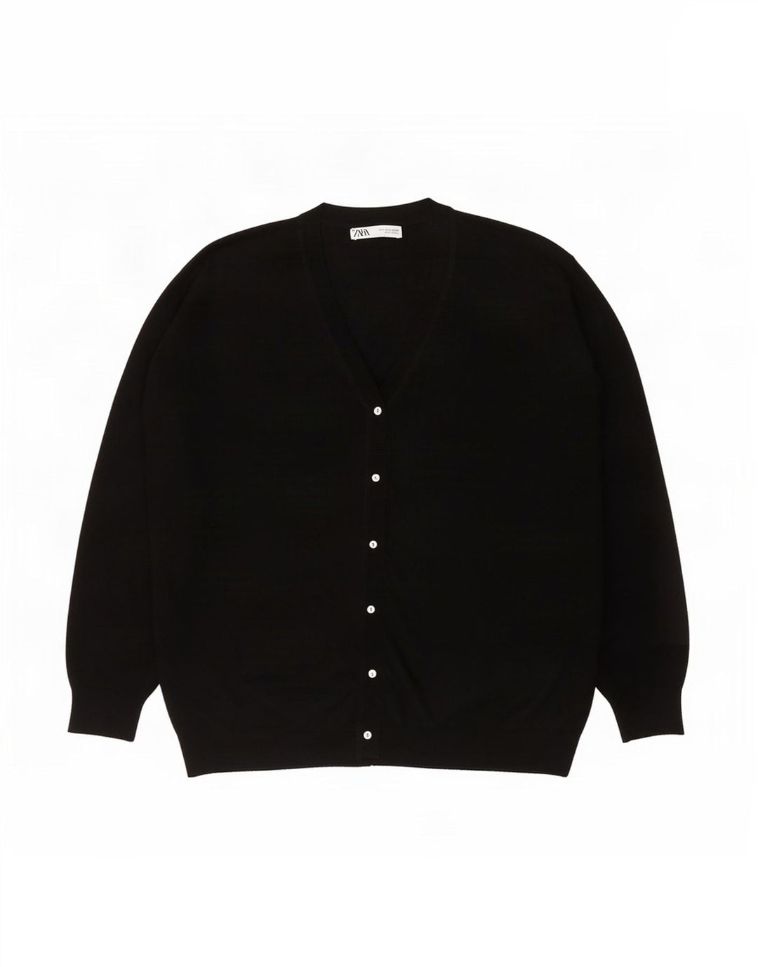 Maglione cardigan oversize da donna Zara UK 16 grande poliestere nero