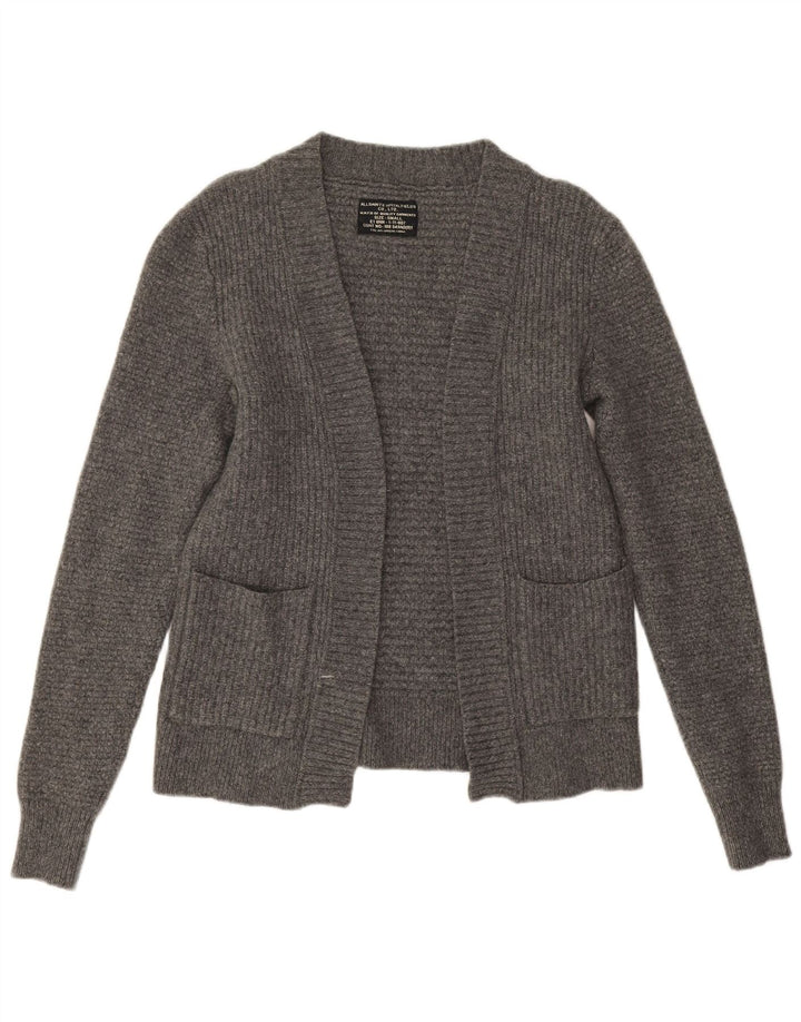 Maglione cardigan aperto da donna All Saints UK 10 piccolo lana d'agnello grigia