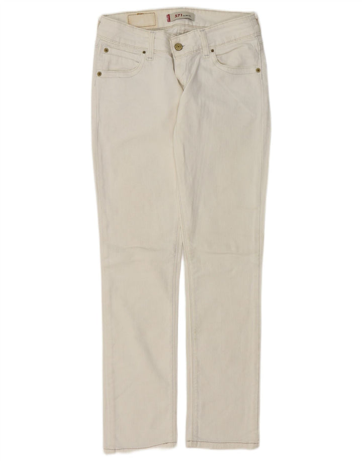 Jeans Levi's 571 Slim da donna W28 L30 cotone bianco