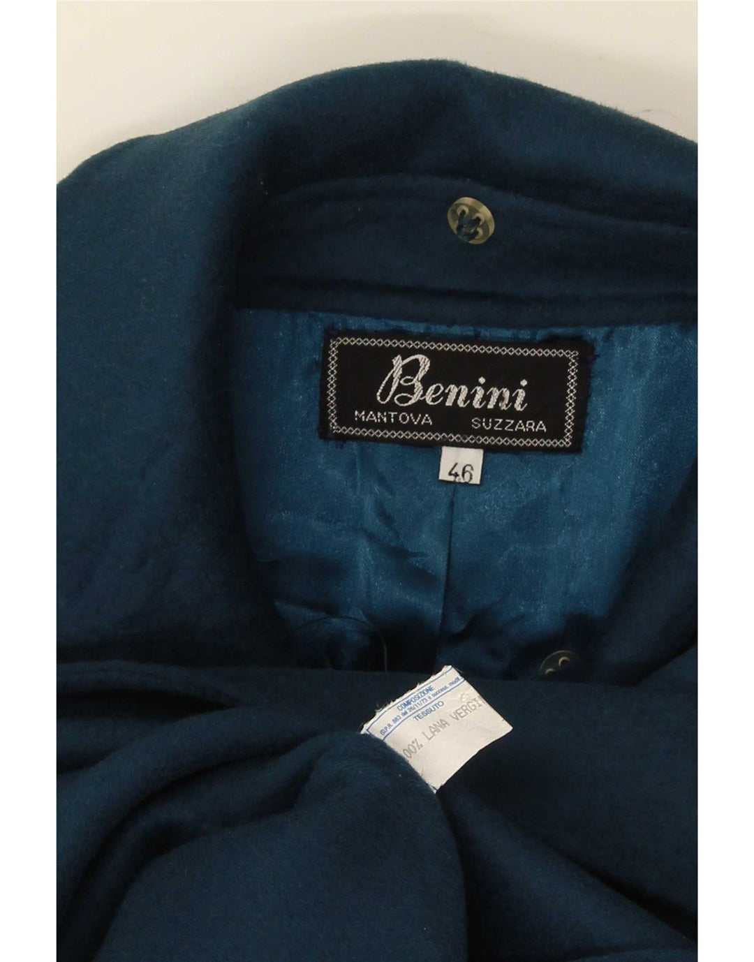 Soprabito vintage da donna IT 46 grande in lana blu navy