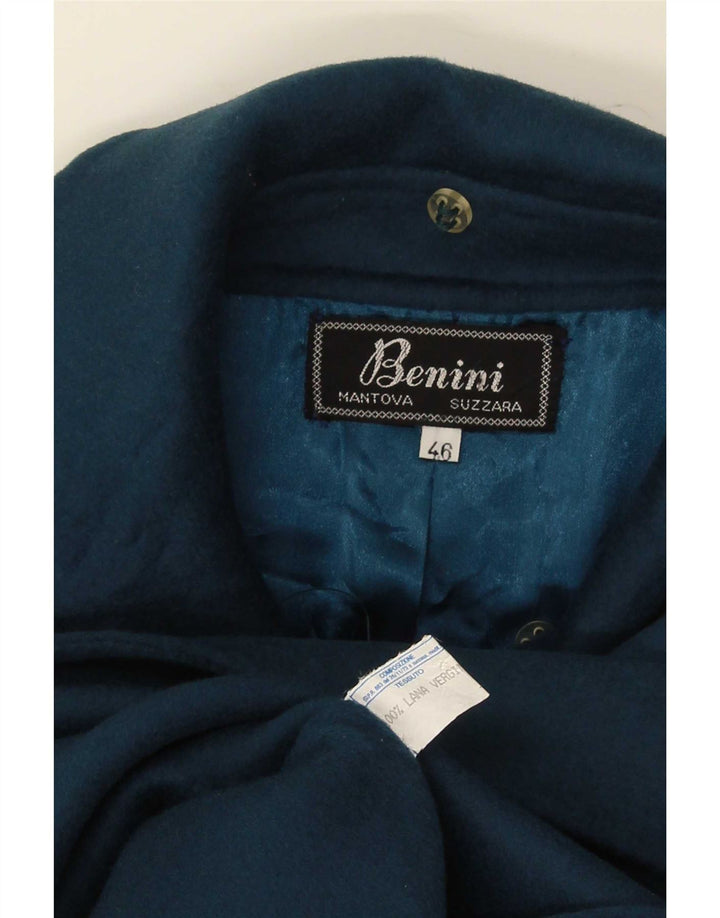 Soprabito vintage da donna IT 46 grande in lana blu navy