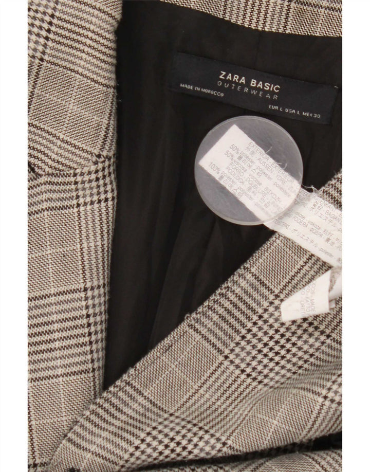 Cappotto doppiopetto da donna Zara UK 16 Grande poliestere a quadri grigi