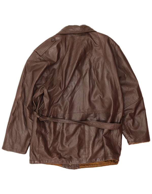 Giacca in pelle militare vintage da uomo IT 52 XL in pelle marrone