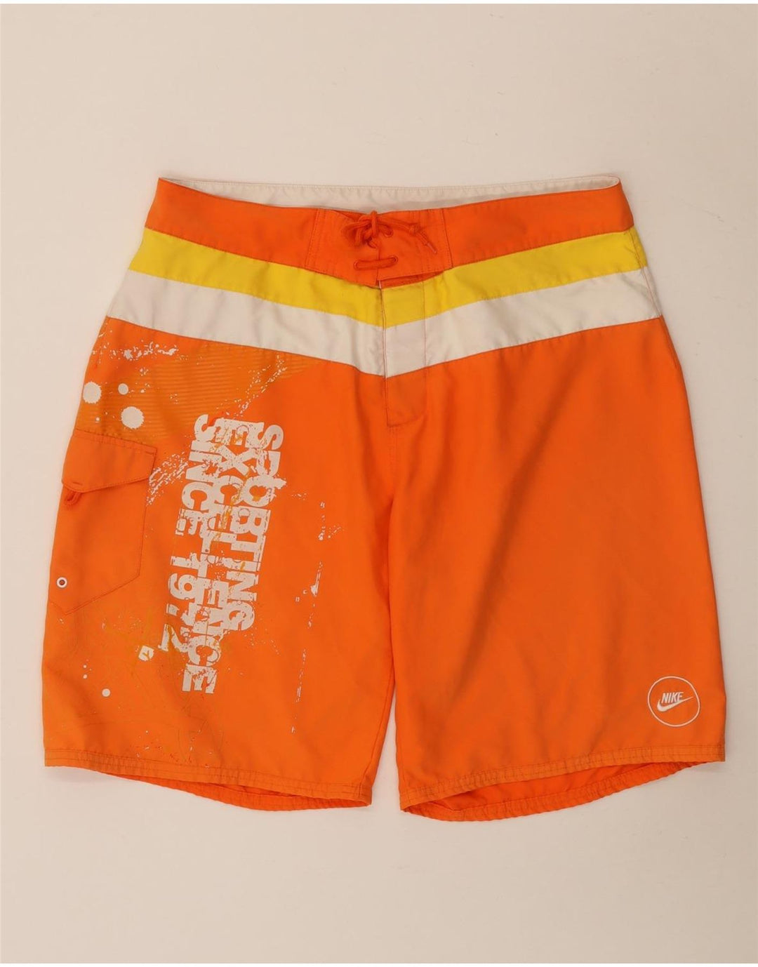 Pantaloncini da bagno con grafica Nike da uomo, grandi, in poliestere color block arancione