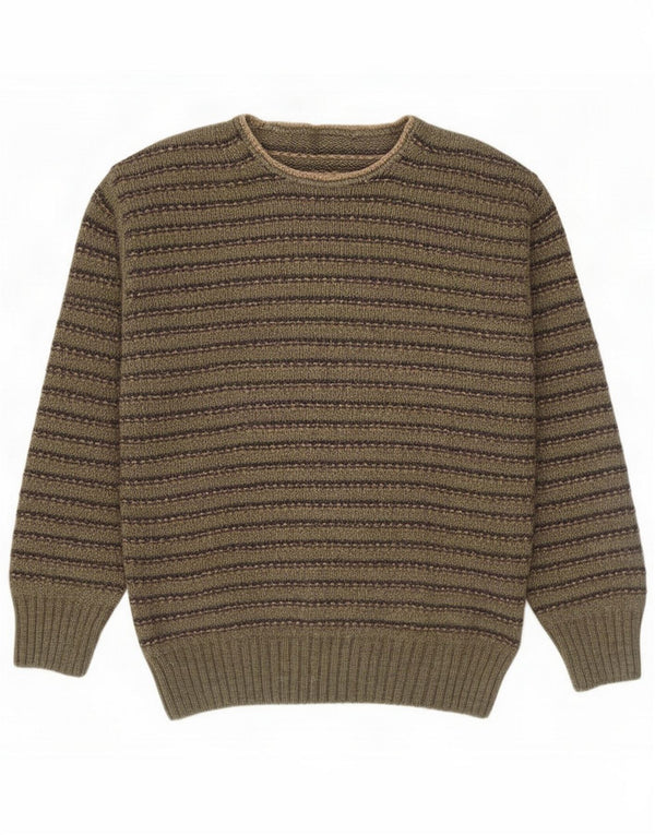Conbipel Maglione da donna con scollo a barchetta UK 16 Large Khaki Striped acrilico
