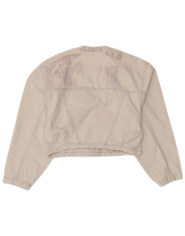 Giacca in denim oversize corta da donna Kenny S UK 10 piccola in cotone bianco