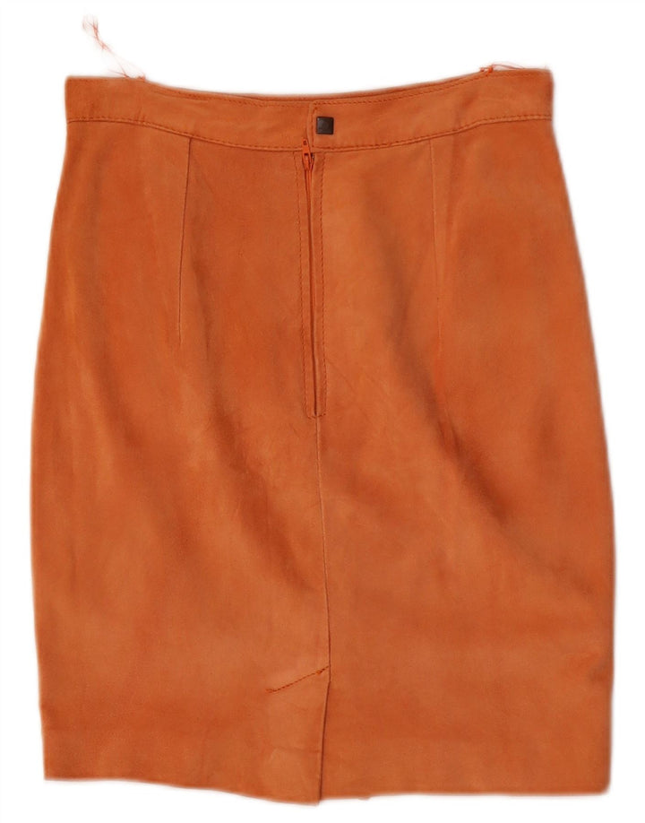 Gonna tubino vintage in pelle scamosciata da donna W26 piccola arancione