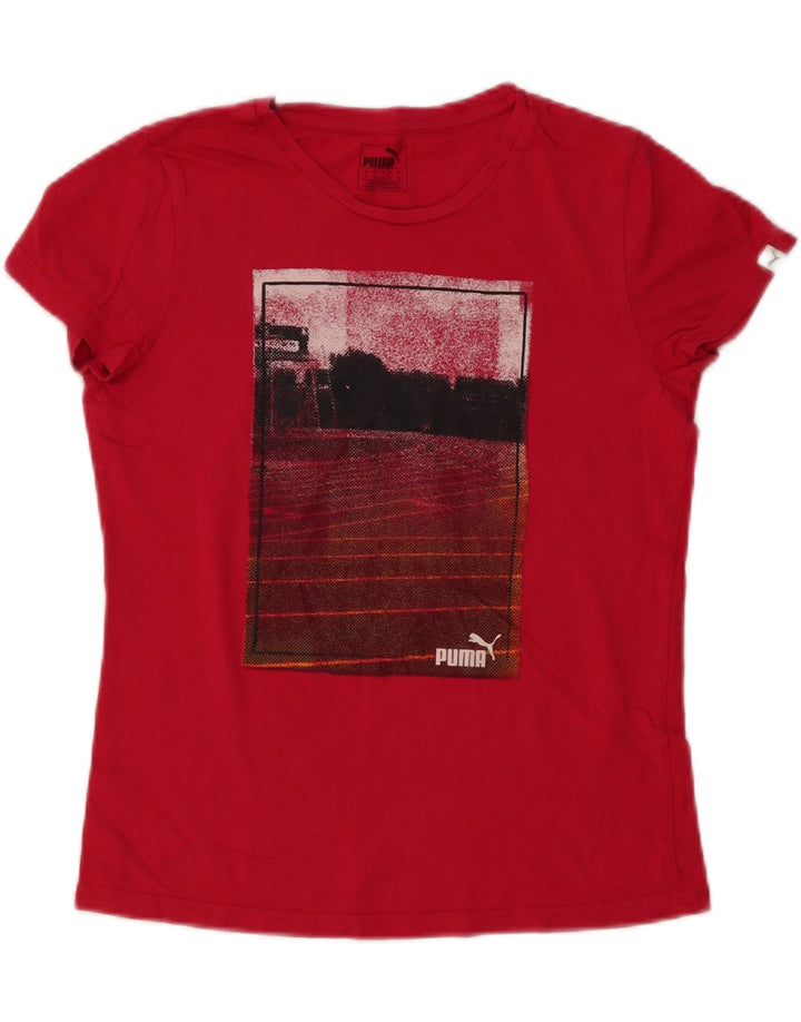 T-shirt grafica da donna Puma UK 12 media rossa