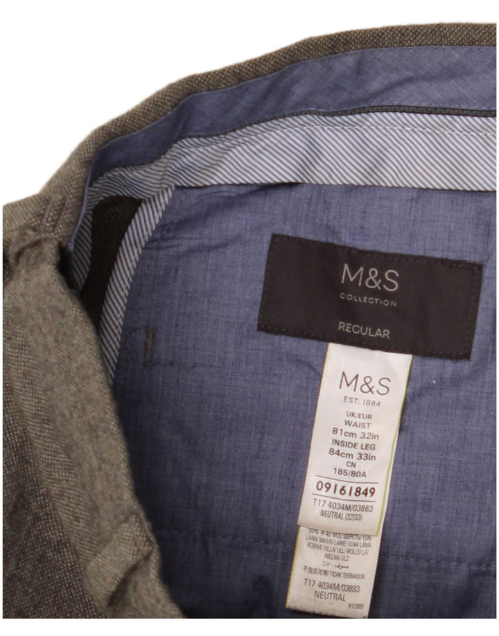 Pantaloni da abito dritti da uomo Marks & Spencer W32 L33 poliestere grigio