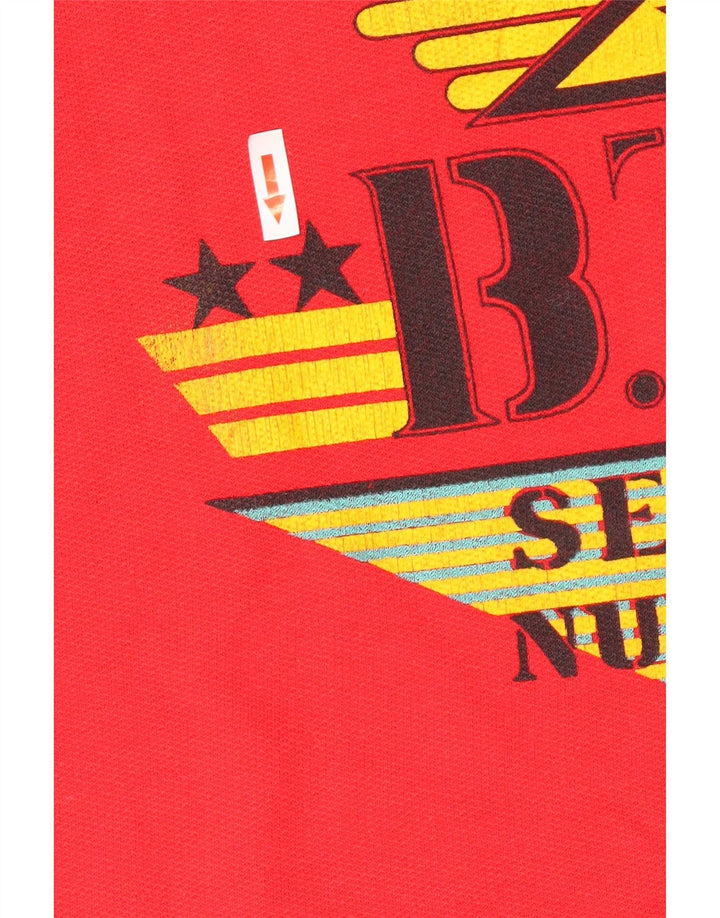 Felpa grafica da uomo vintage in cotone color block rosso medio