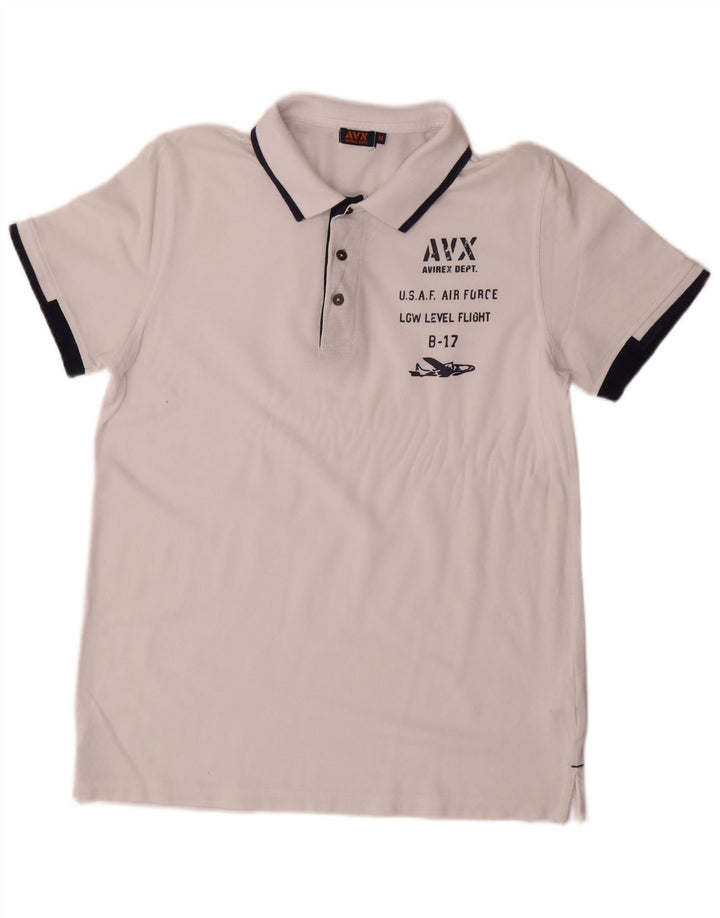Polo grafica da uomo AVIREX in cotone bianco medio