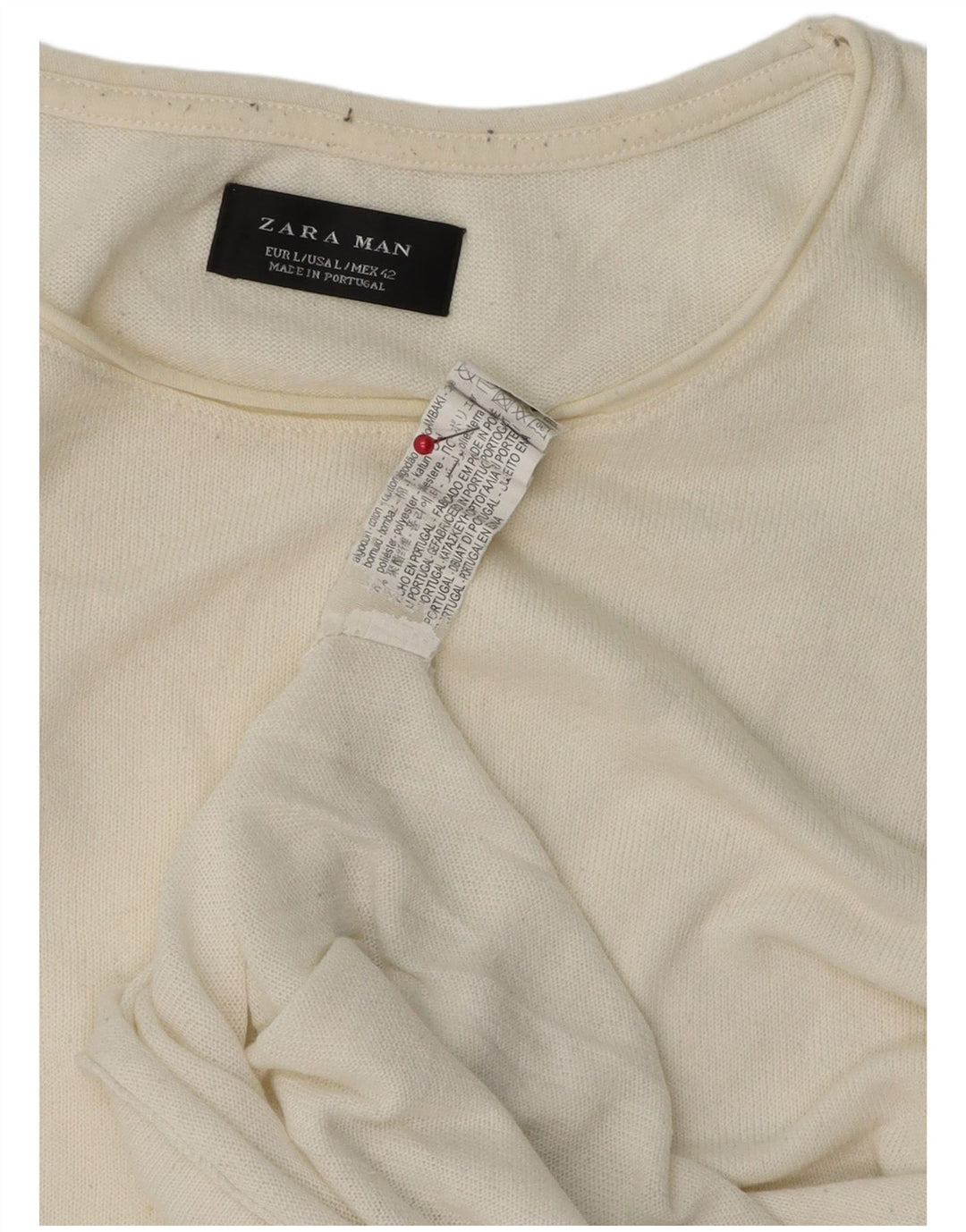 T-shirt da uomo Zara Top Large in cotone bianco sporco
