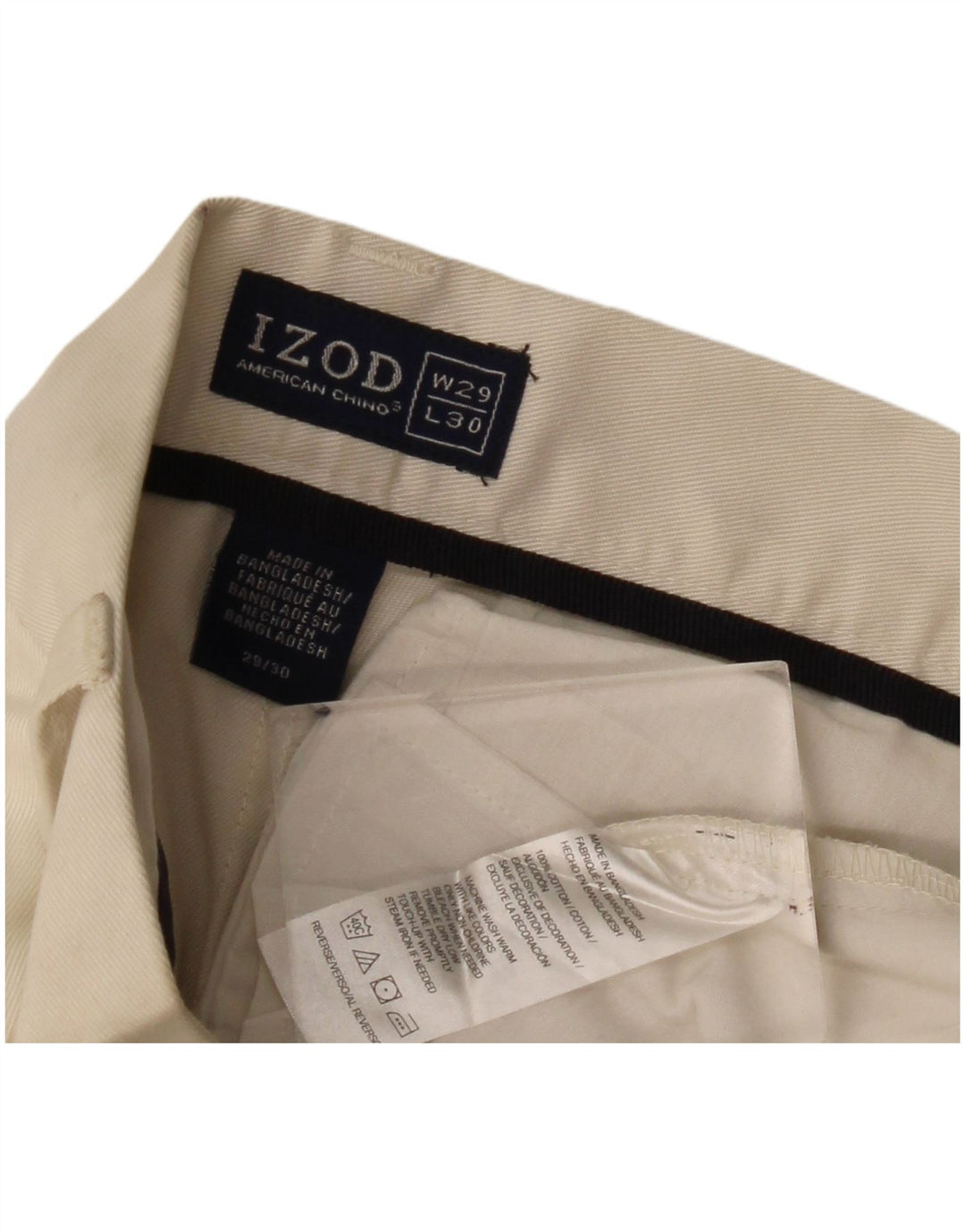 Pantaloni chino dritti da uomo Izod W29 L30 cotone bianco
