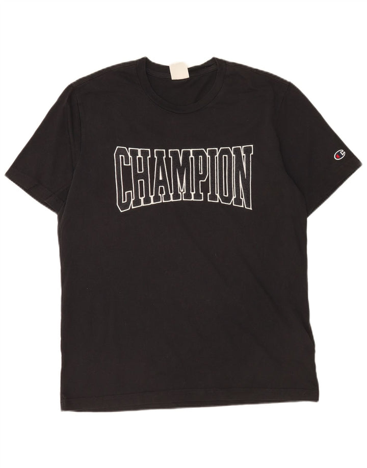 T-shirt grafica da uomo Champion Top grande in cotone nero