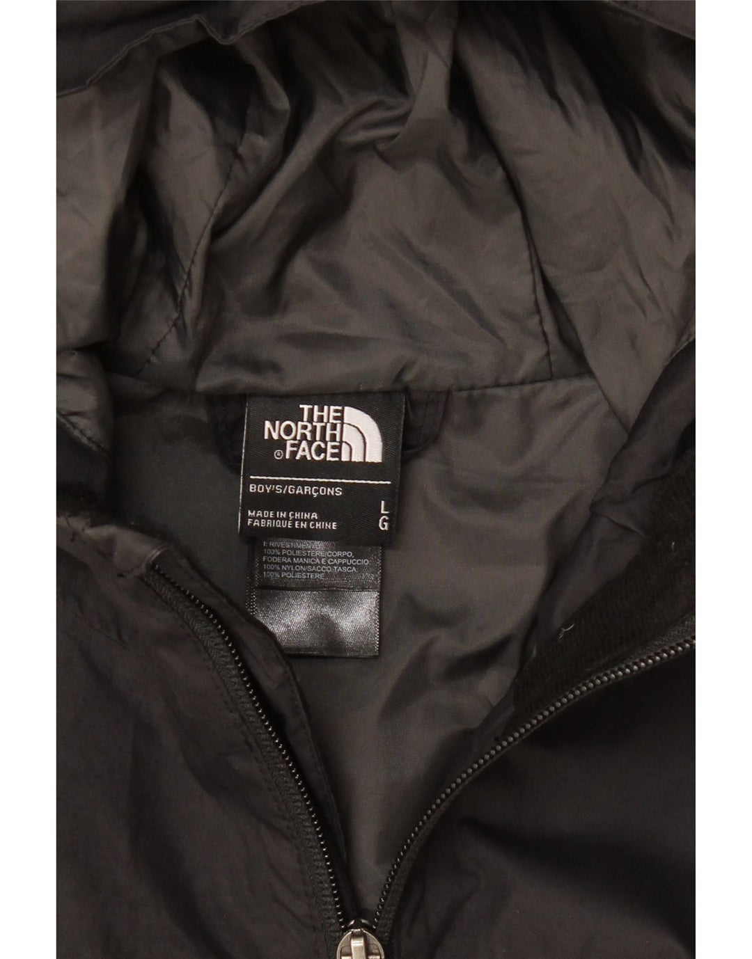THE NORTH FACE Giacca antipioggia con cappuccio per ragazzi 11-12 anni Large in poliestere nero